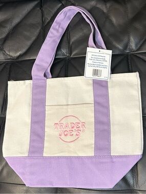 Trader Joe's Lavender and Cream Canvas Tote